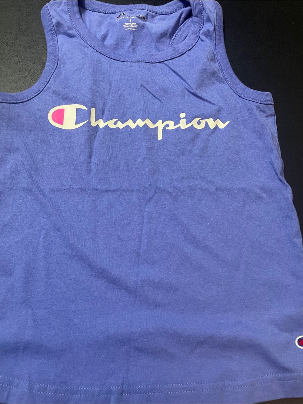 Champion Girls Blue Logo Tank Top with Pink Accent like new no tags Sz. S